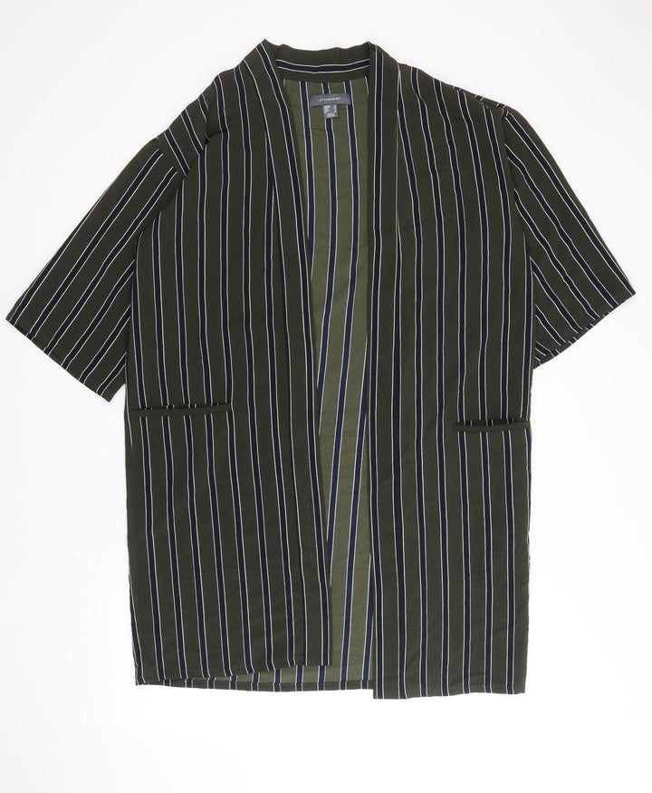 Atmosphere Womens Green Striped Polyester Kimono Blouse Size 6 V-Neck