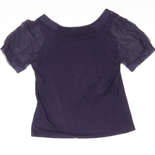 Autograph Womens Purple Viscose Basic Blouse Size 10 Boat Neck