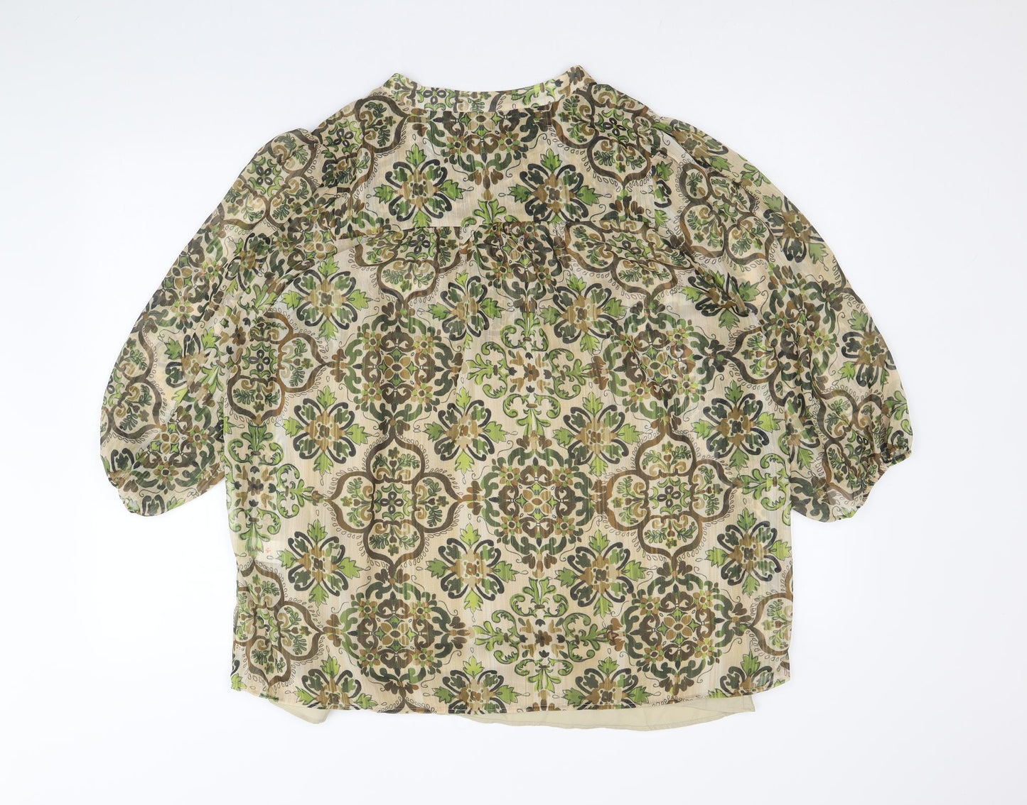 Marks and Spencer Womens Multicoloured Geometric Polyester Basic Button-Up Size 16 Round Neck