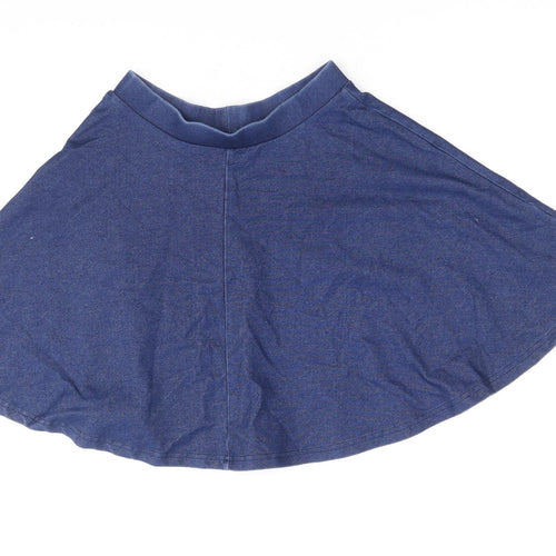 Topshop Womens Blue Cotton Skater Skirt Size 6