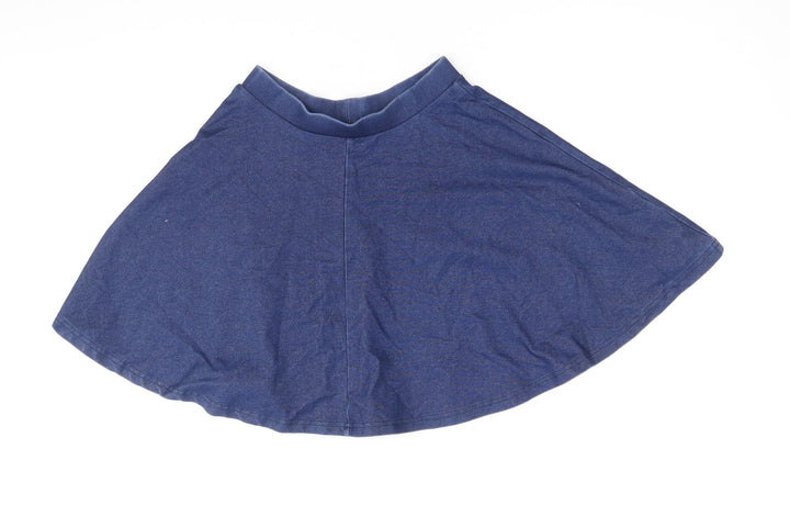Topshop Womens Blue Cotton Skater Skirt Size 6