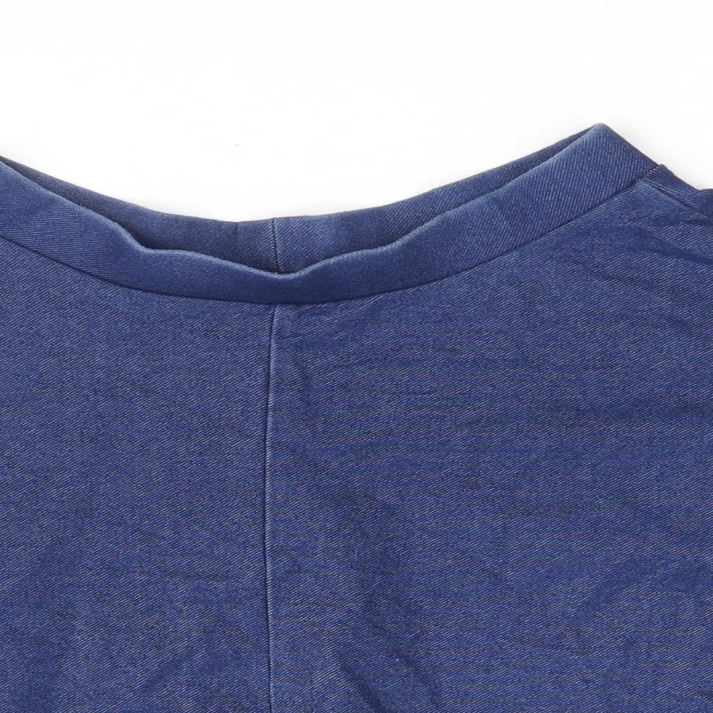 Topshop Womens Blue Cotton Skater Skirt Size 6