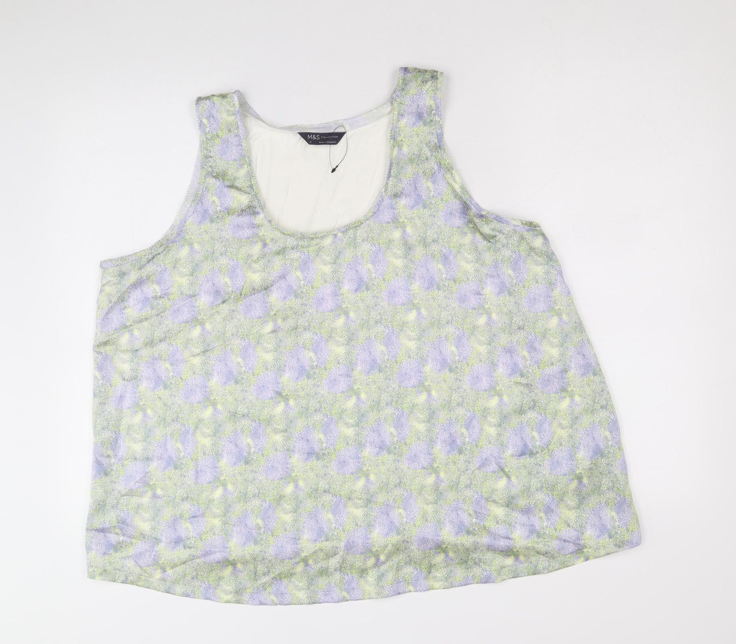Marks and Spencer Womens Multicoloured Polyester Basic Tank Size 18 Scoop Neck