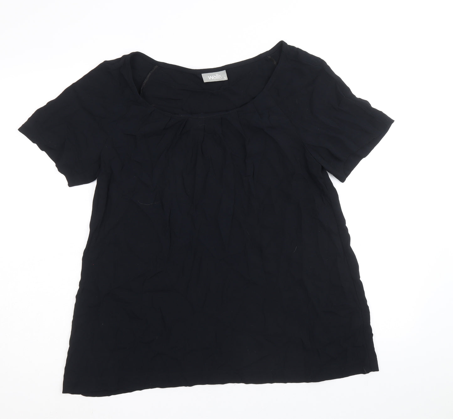 Wallis Womens Black Viscose Basic T-Shirt Size S Round Neck