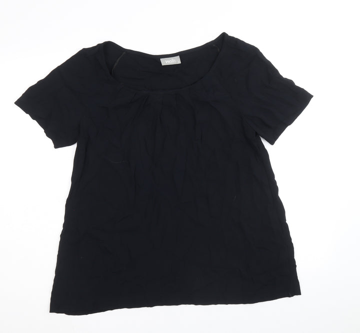 Wallis Womens Black Viscose Basic T-Shirt Size S Round Neck