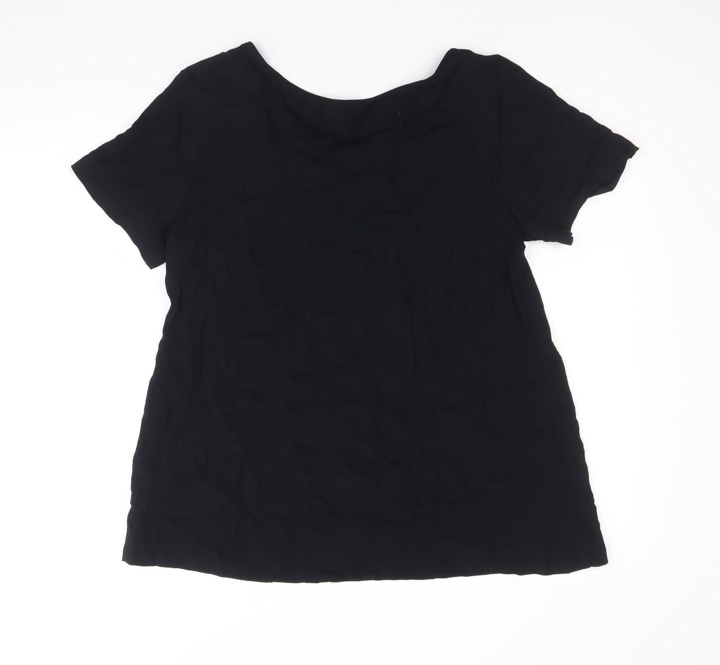 Wallis Womens Black Viscose Basic T-Shirt Size S Round Neck