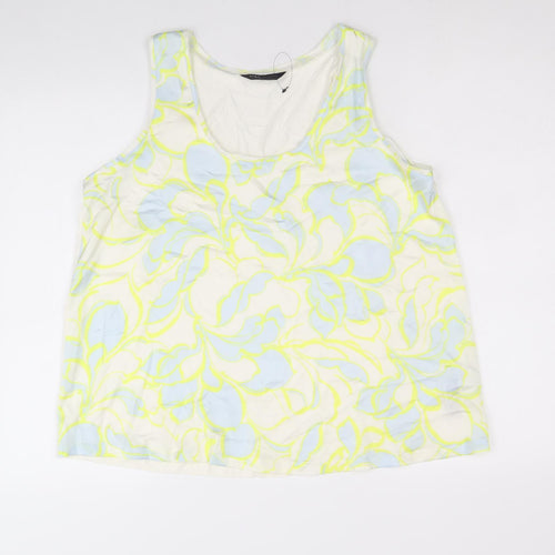 Marks and Spencer Womens White Geometric Polyester Basic Tank Size 12 Scoop Neck