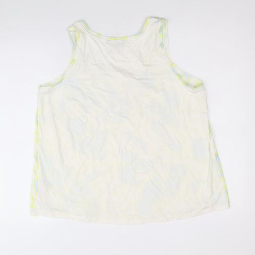 Marks and Spencer Womens White Geometric Polyester Basic Tank Size 12 Scoop Neck