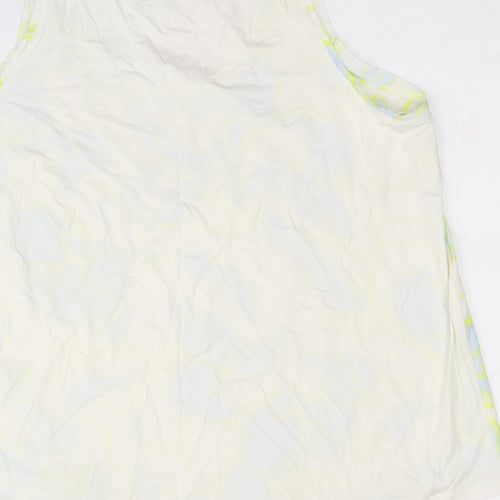 Marks and Spencer Womens White Geometric Polyester Basic Tank Size 12 Scoop Neck