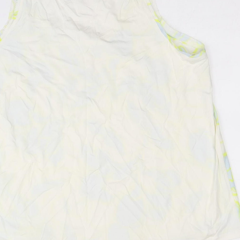 Marks and Spencer Womens White Geometric Polyester Basic Tank Size 12 Scoop Neck