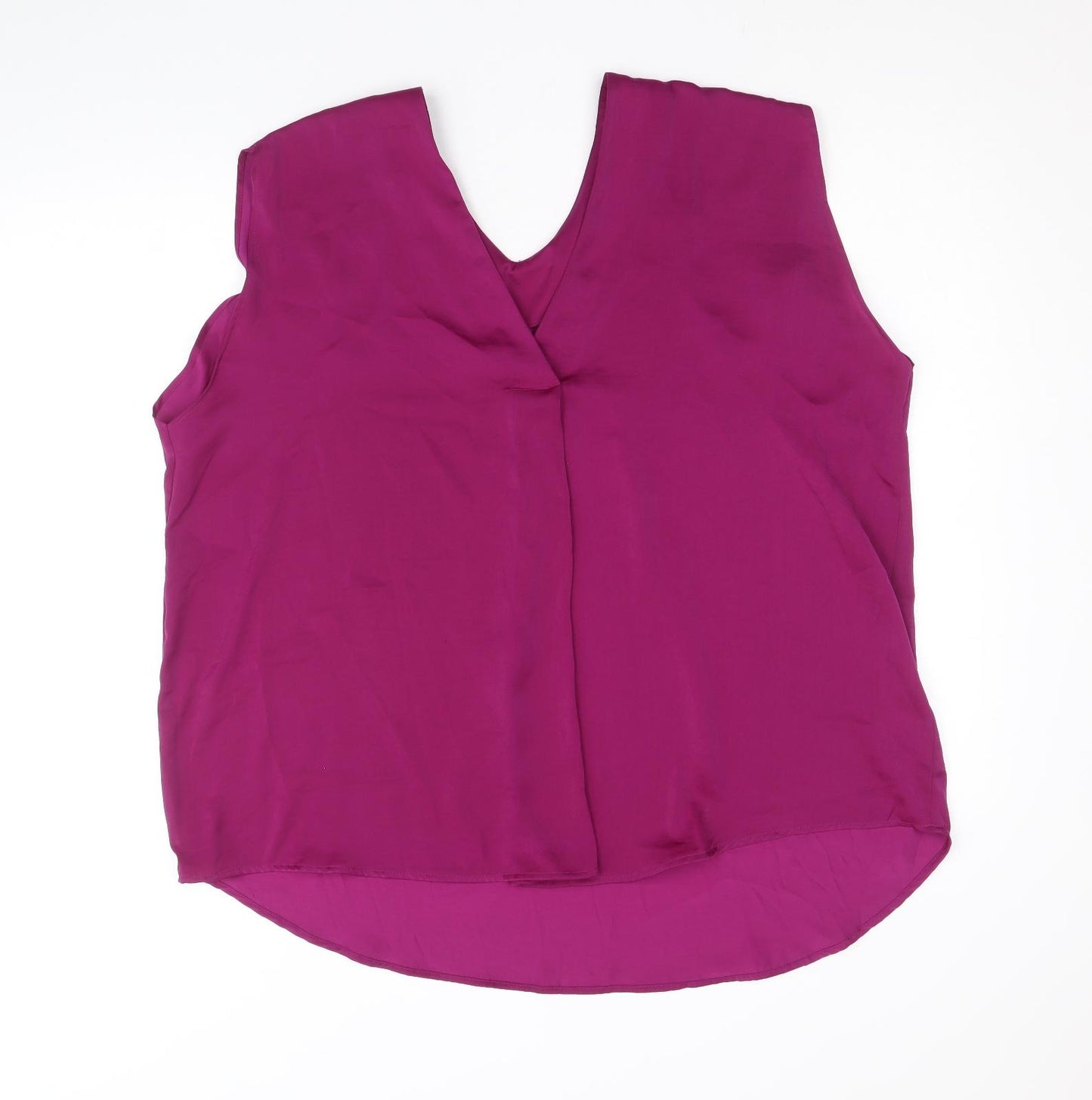 Marks and Spencer Womens Purple Polyester Basic Blouse Size 20 V-Neck