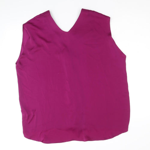 Marks and Spencer Womens Purple Polyester Basic Blouse Size 20 V-Neck