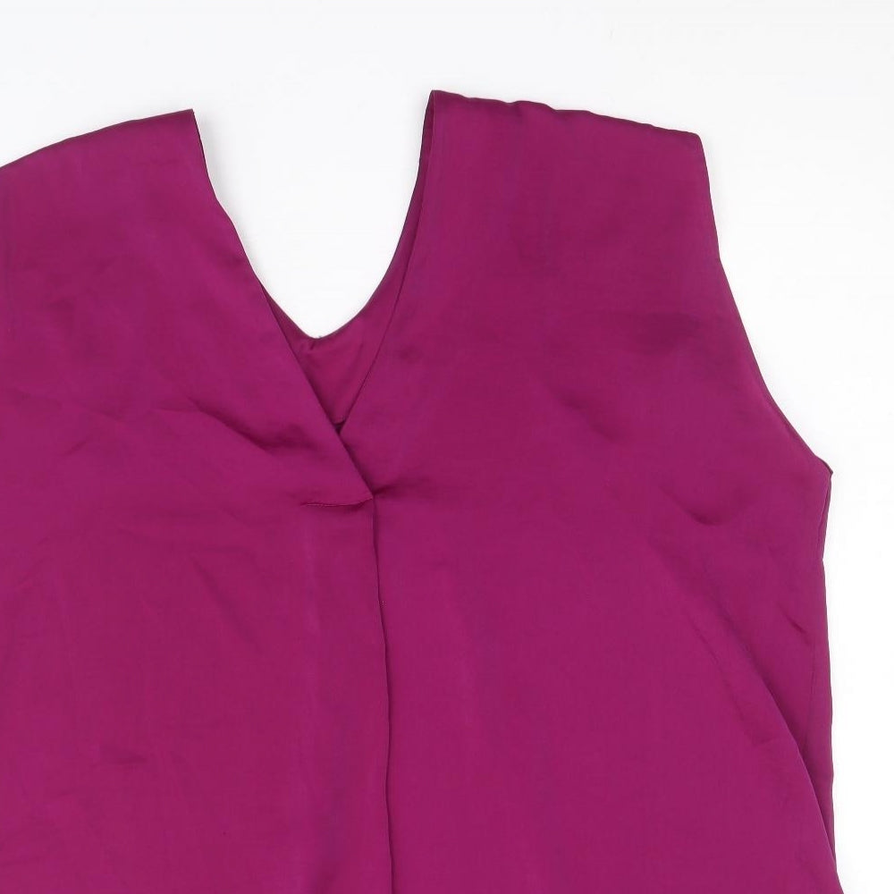 Marks and Spencer Womens Purple Polyester Basic Blouse Size 20 V-Neck