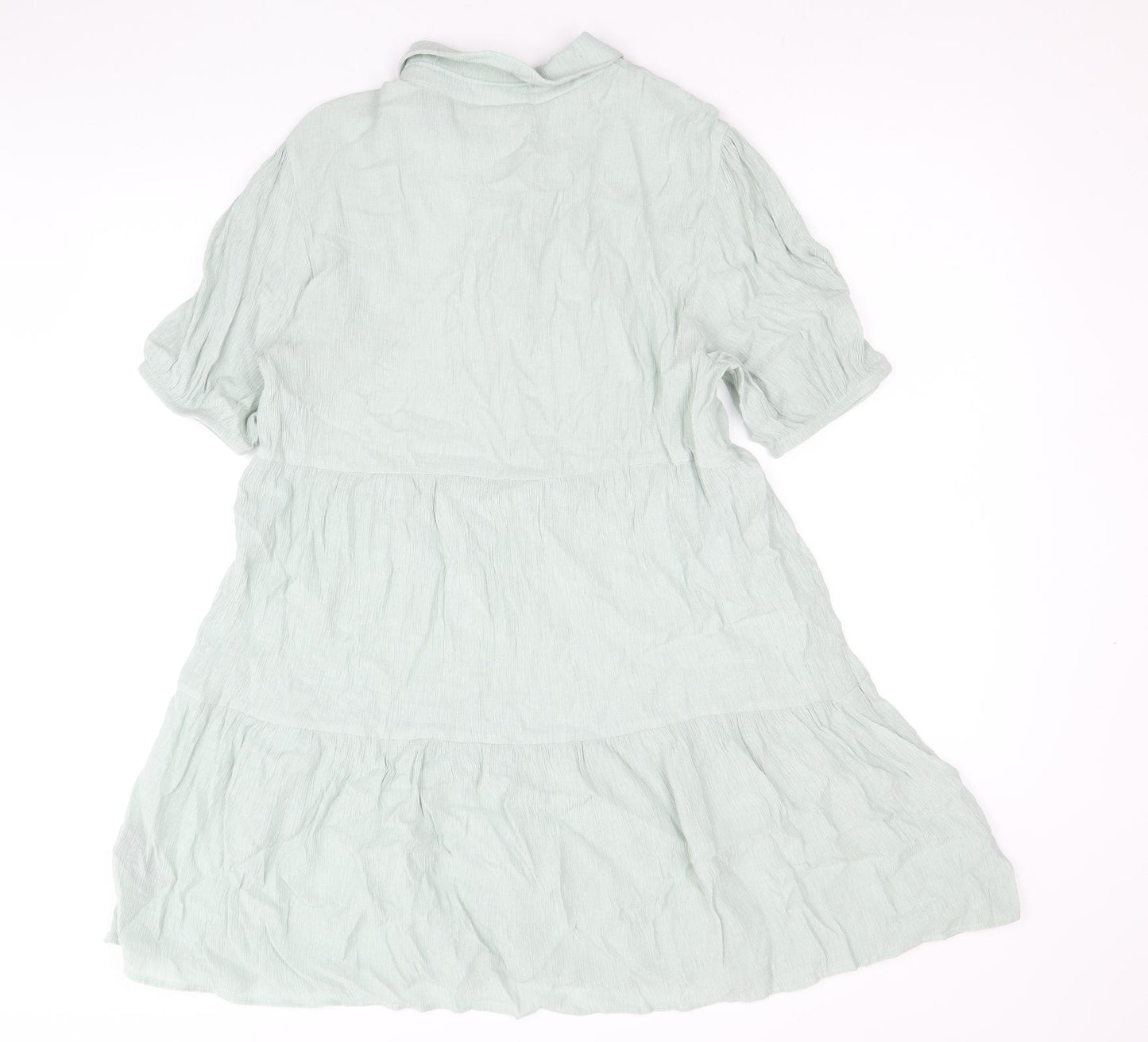 Primark Womens Green Viscose Shirt Dress Size 16 Collared Button