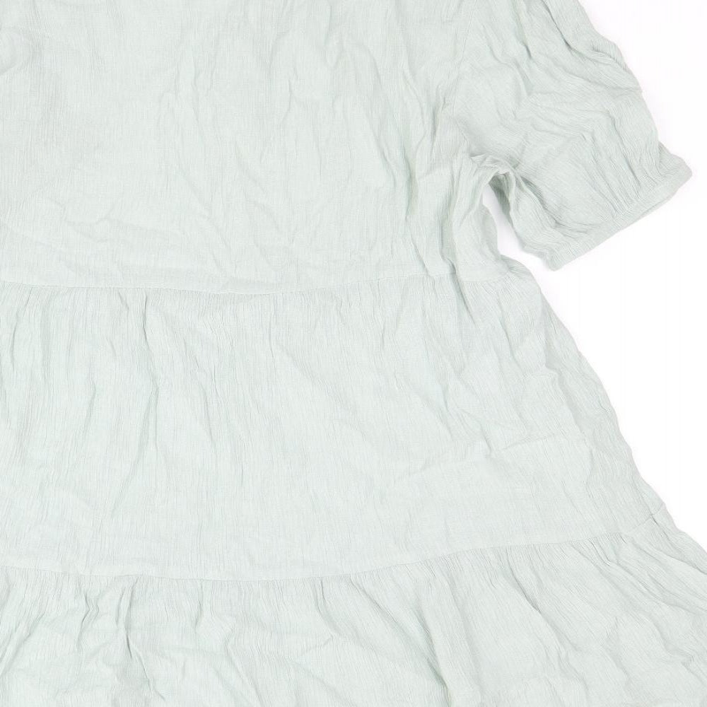 Primark Womens Green Viscose Shirt Dress Size 16 Collared Button