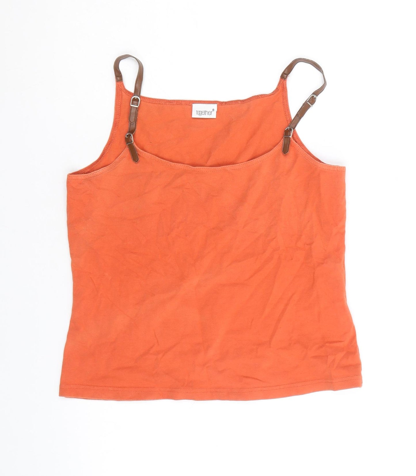Together Womens Orange Cotton Camisole Tank Size 10 Scoop Neck