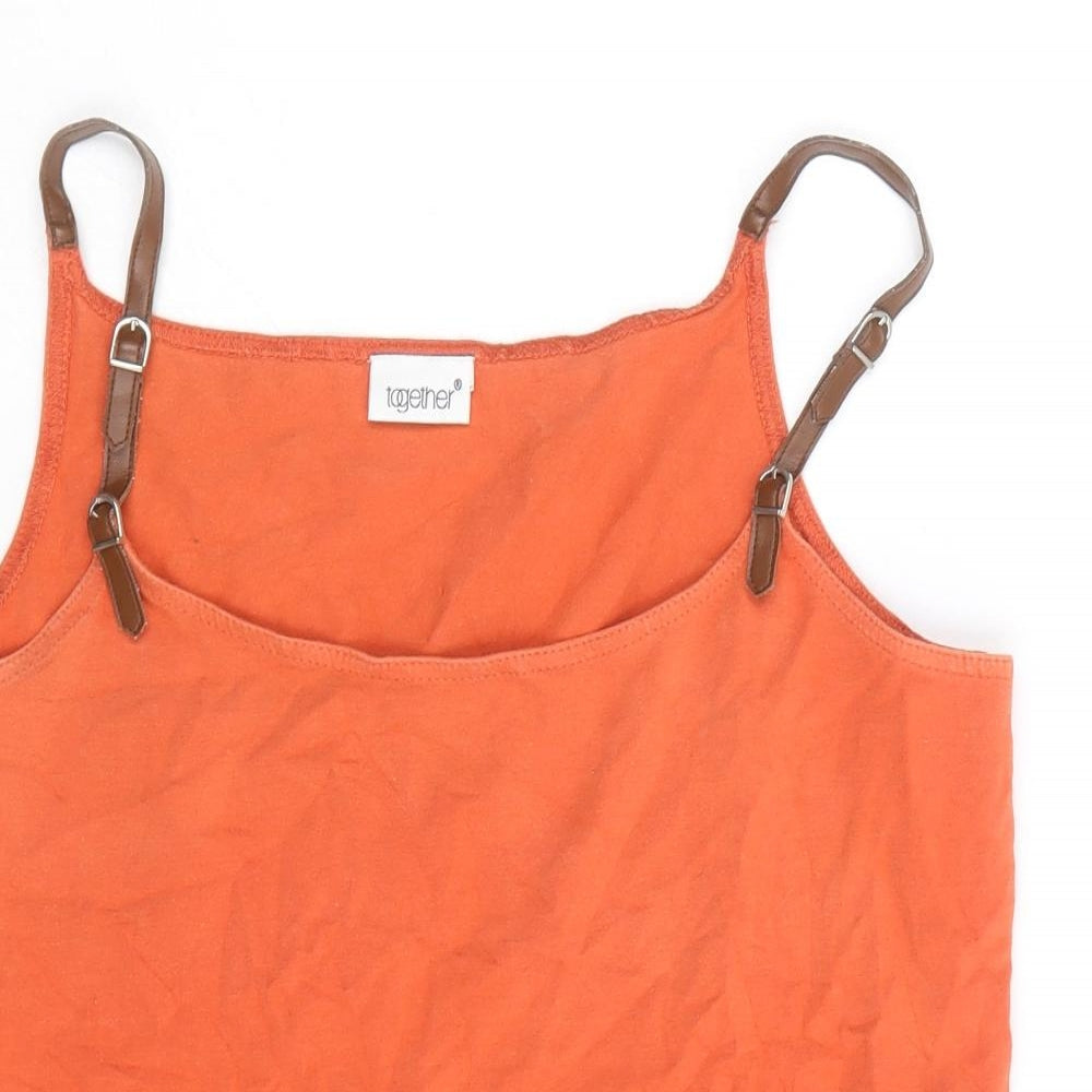 Together Womens Orange Cotton Camisole Tank Size 10 Scoop Neck
