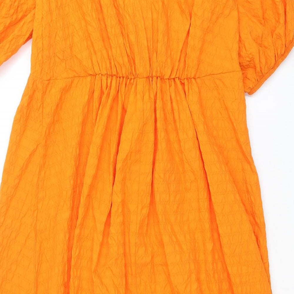 Nobody's Child Womens Orange Polyester Fit & Flare Size 14 V-Neck Tie