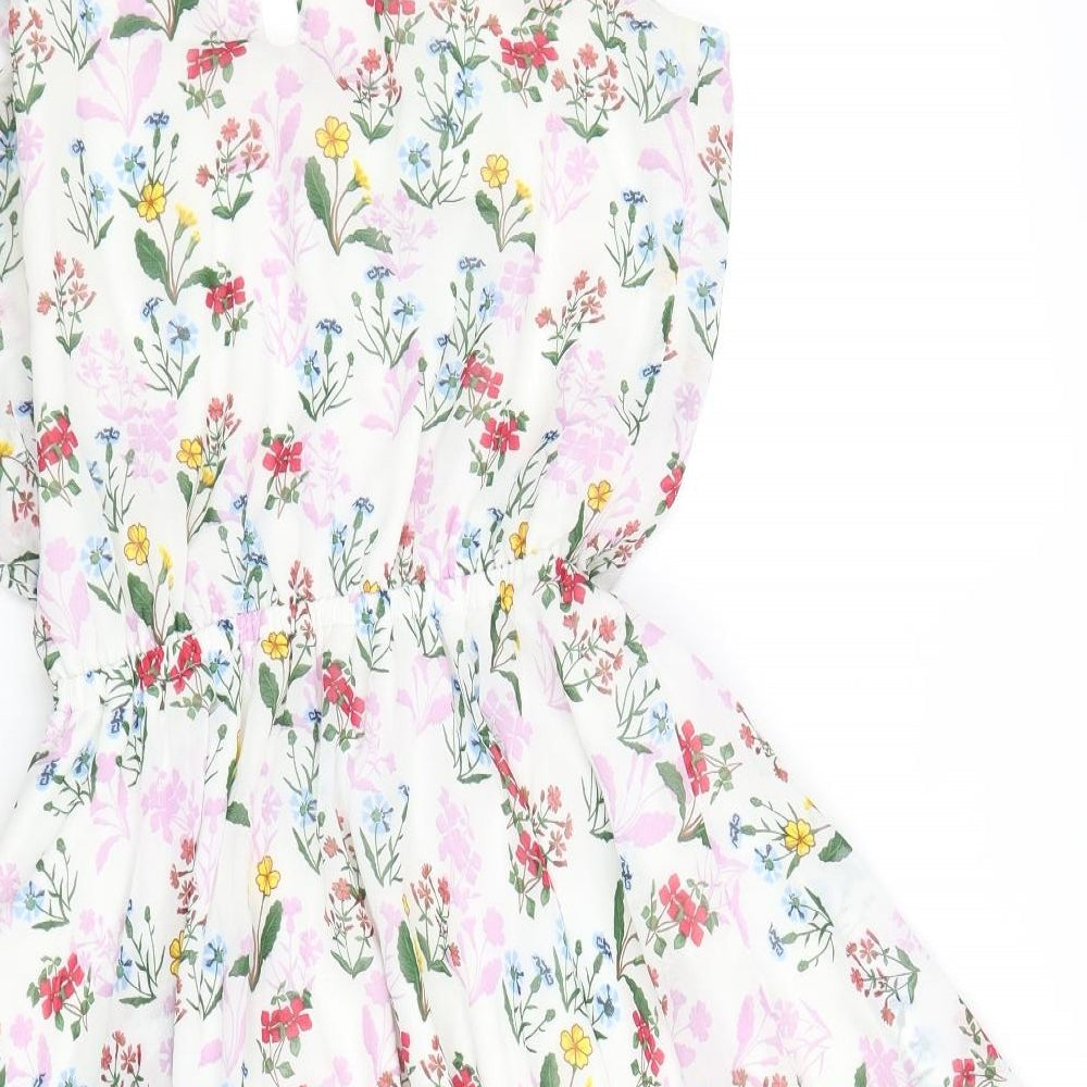 New Look Girls Multicoloured Floral Polyester A-Line Size 13 Years V-Neck Pullover