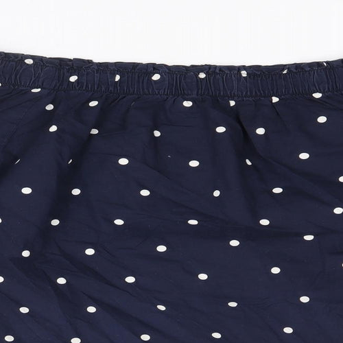 H&M Womens Blue Polka Dot 100% Cotton Basic Blouse Size 8 Off the Shoulder - Bardot