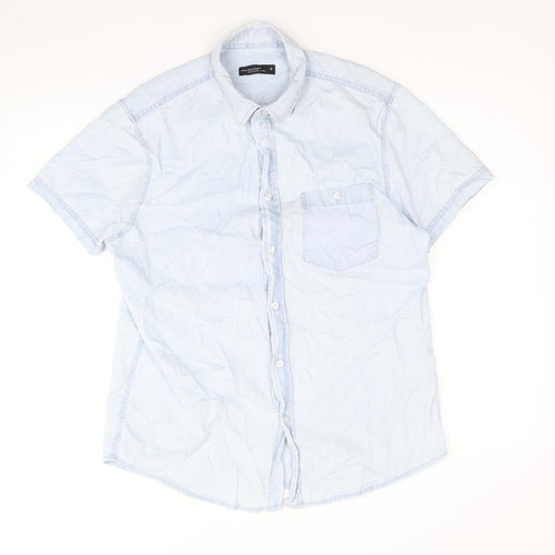 Cedar Wood State Mens Blue Cotton Button-Up Size M Collared Button