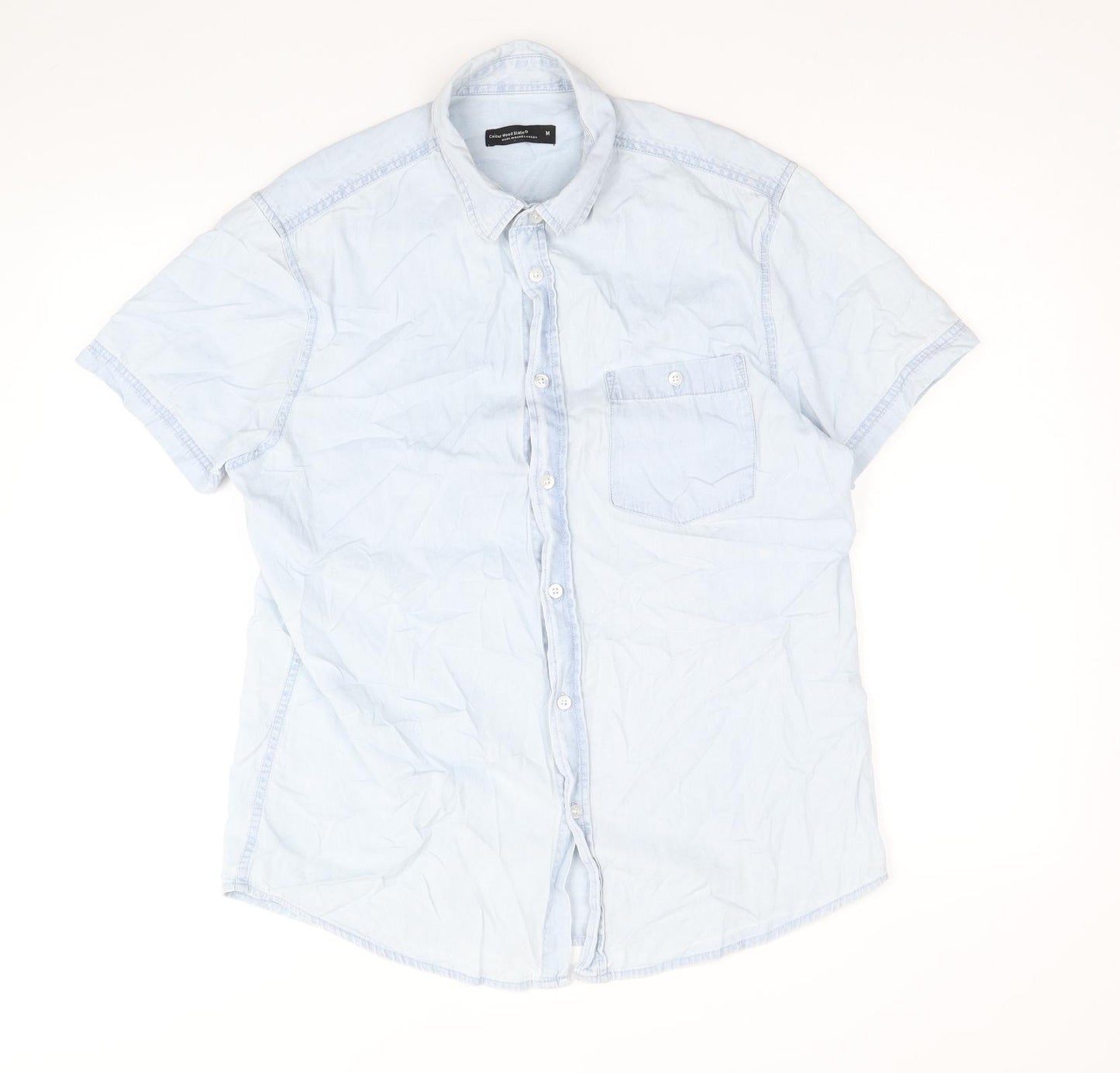 Cedar Wood State Mens Blue Cotton Button-Up Size M Collared Button