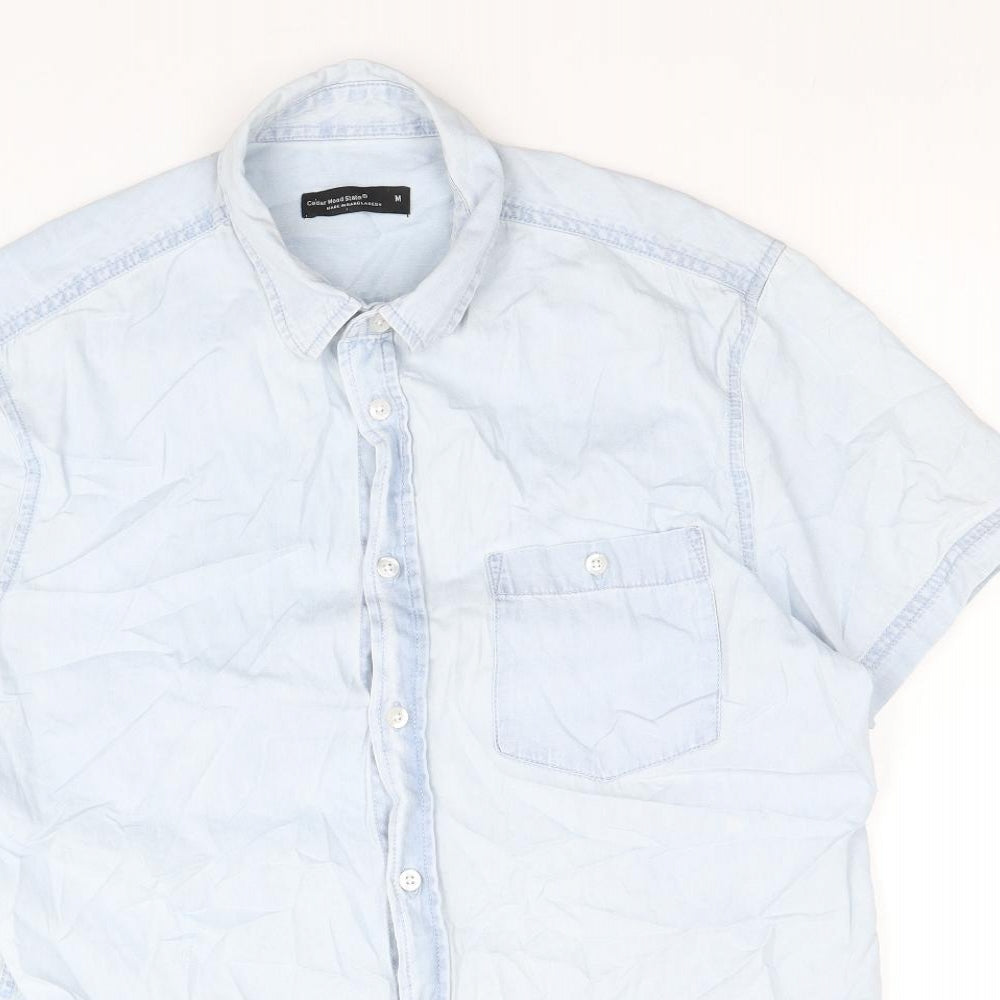 Cedar Wood State Mens Blue Cotton Button-Up Size M Collared Button