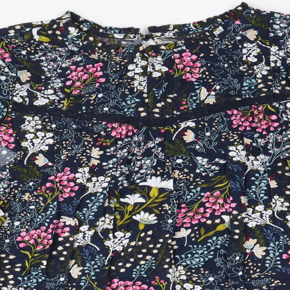 Marks and Spencer Womens Multicoloured Floral Viscose Basic Blouse Size 12 Round Neck