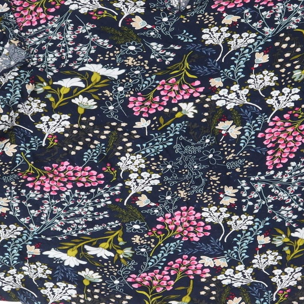 Marks and Spencer Womens Multicoloured Floral Viscose Basic Blouse Size 12 Round Neck