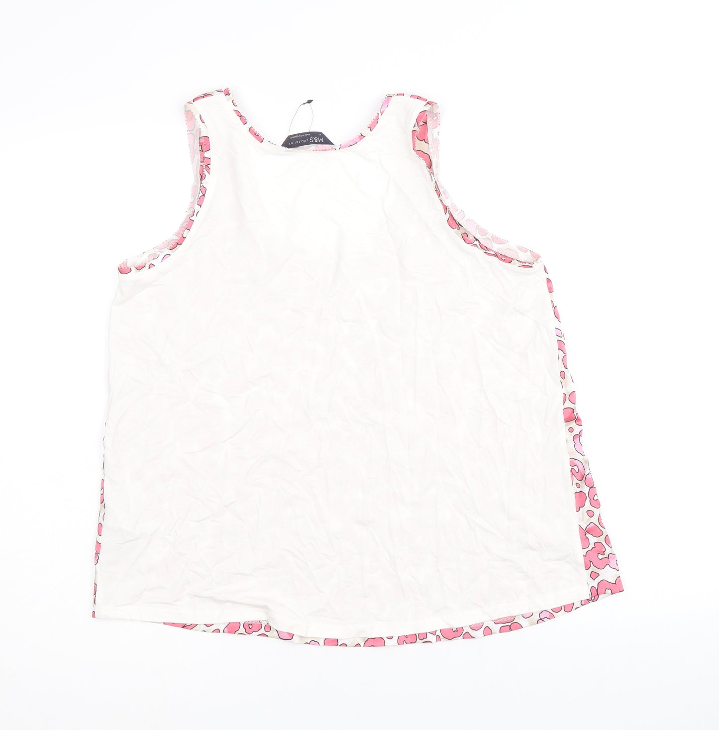 Marks and Spencer Womens Pink Animal Print Polyester Basic Tank Size 8 Scoop Neck - Leopard Print