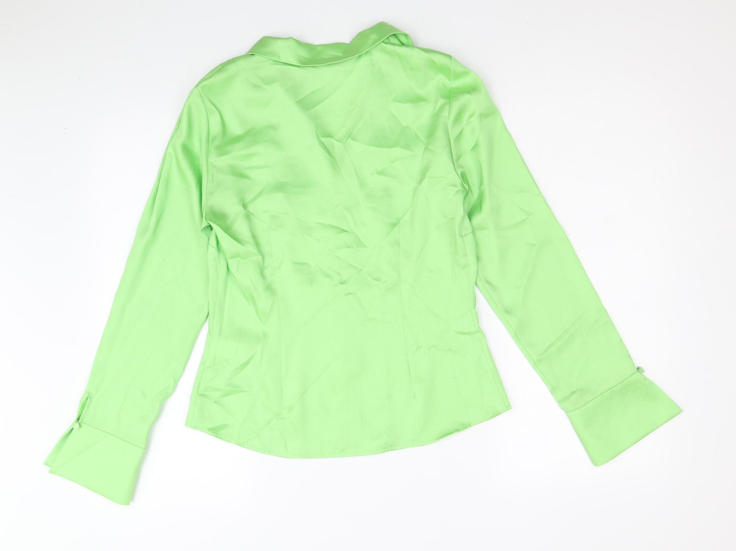 Marks and Spencer Womens Green Polyester Basic Button-Up Size 8 Collared