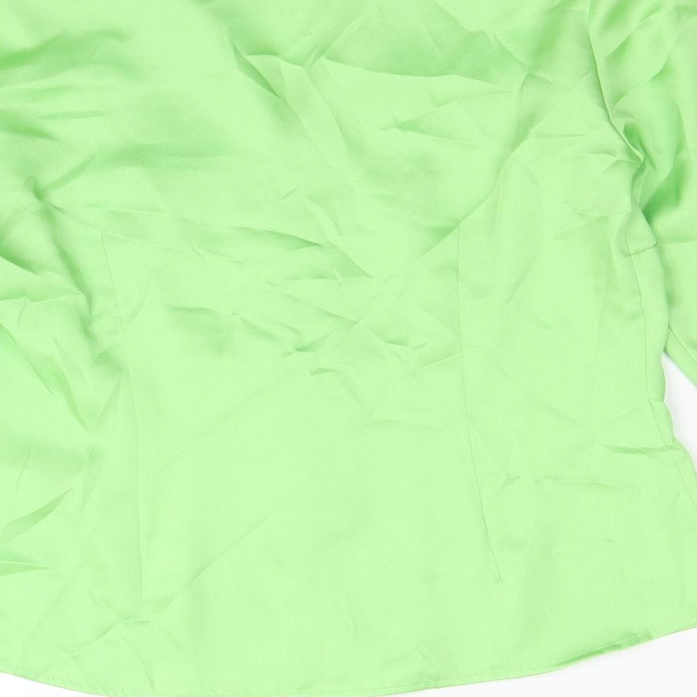 Marks and Spencer Womens Green Polyester Basic Button-Up Size 8 Collared