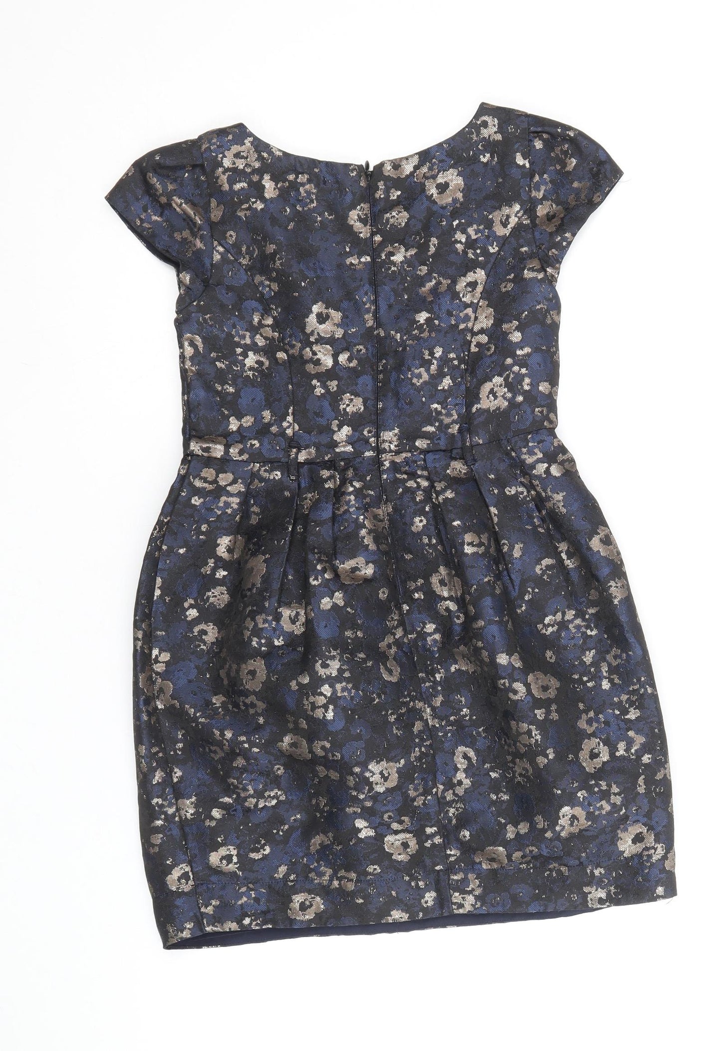 NEXT Girls Blue Geometric Polyester A-Line Size 8 Years Square Neck Zip