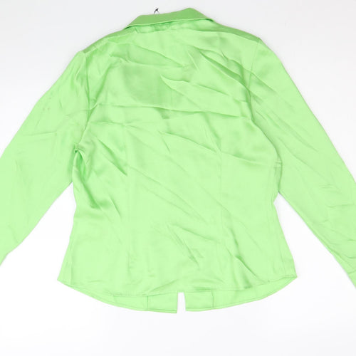 Marks and Spencer Womens Green Polyester Basic Button-Up Size 12 V-Neck - Collared