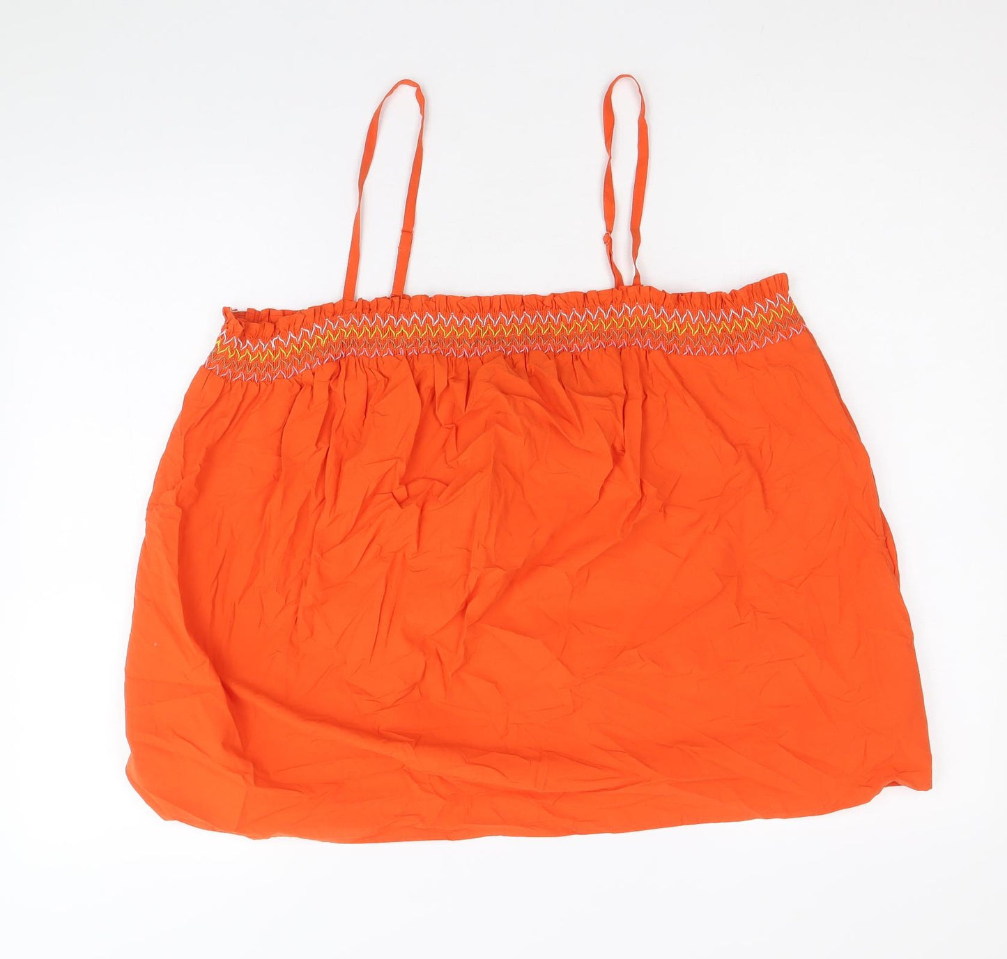 Marks and Spencer Womens Orange 100% Cotton Basic Blouse Size 22 Square Neck