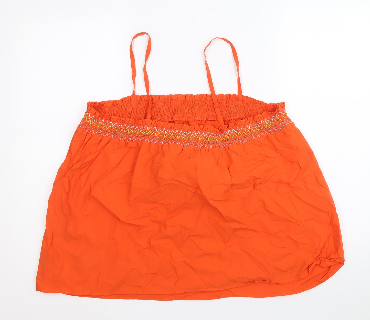 Marks and Spencer Womens Orange 100% Cotton Basic Blouse Size 22 Square Neck