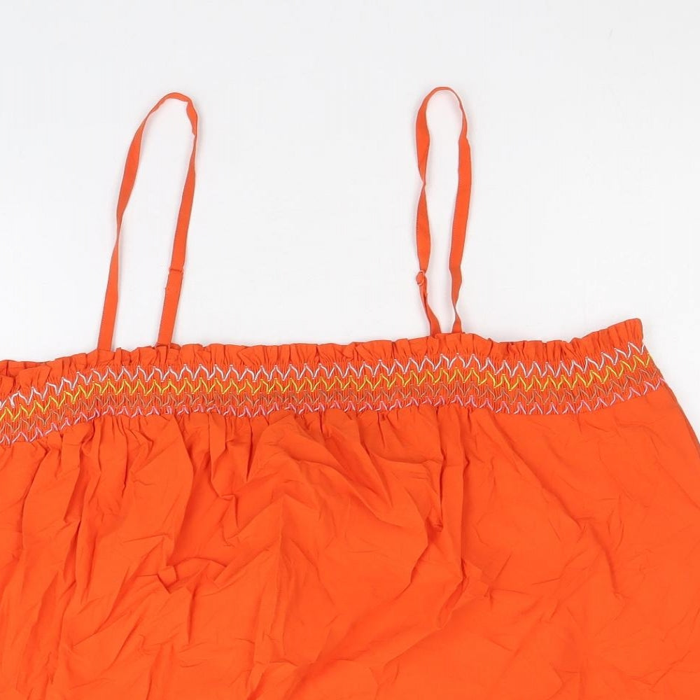 Marks and Spencer Womens Orange 100% Cotton Basic Blouse Size 22 Square Neck