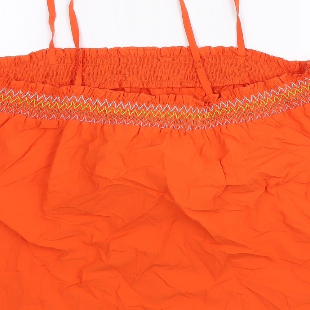 Marks and Spencer Womens Orange 100% Cotton Basic Blouse Size 22 Square Neck