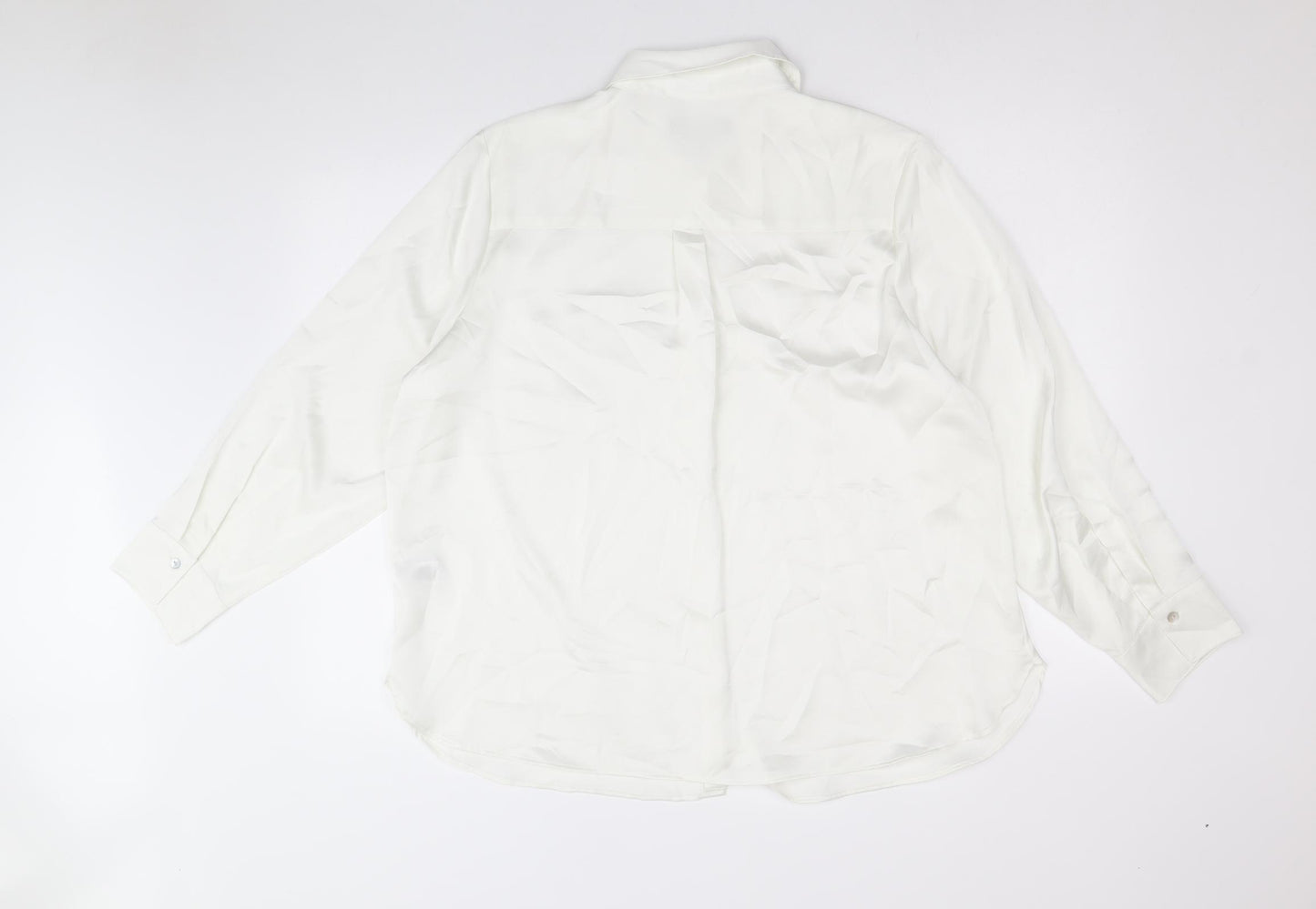 Marks and Spencer Womens Ivory Polyester Basic Button-Up Size 18 Collared