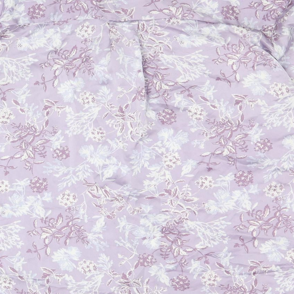 Zara Womens Purple Geometric Polyester Basic Button-Up Size L Collared