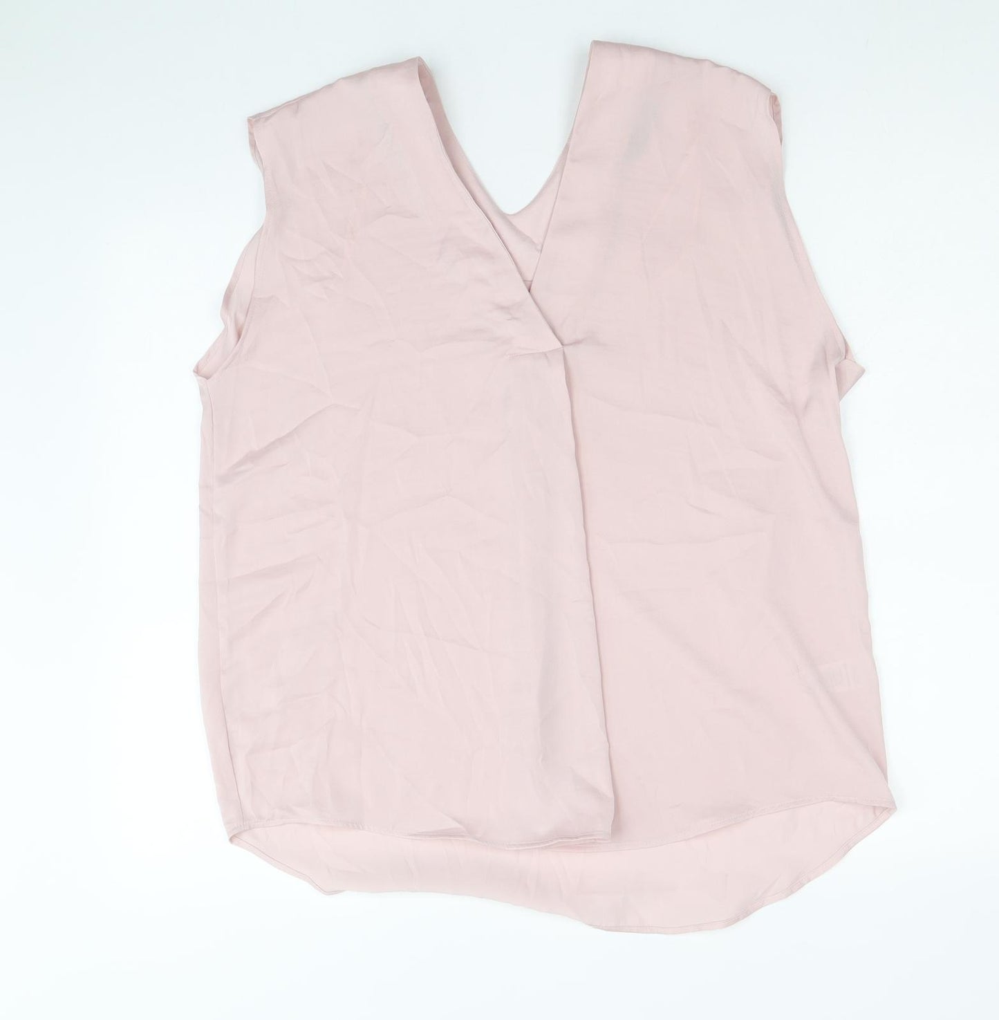 Marks and Spencer Womens Pink Polyester Basic Blouse Size 14 V-Neck
