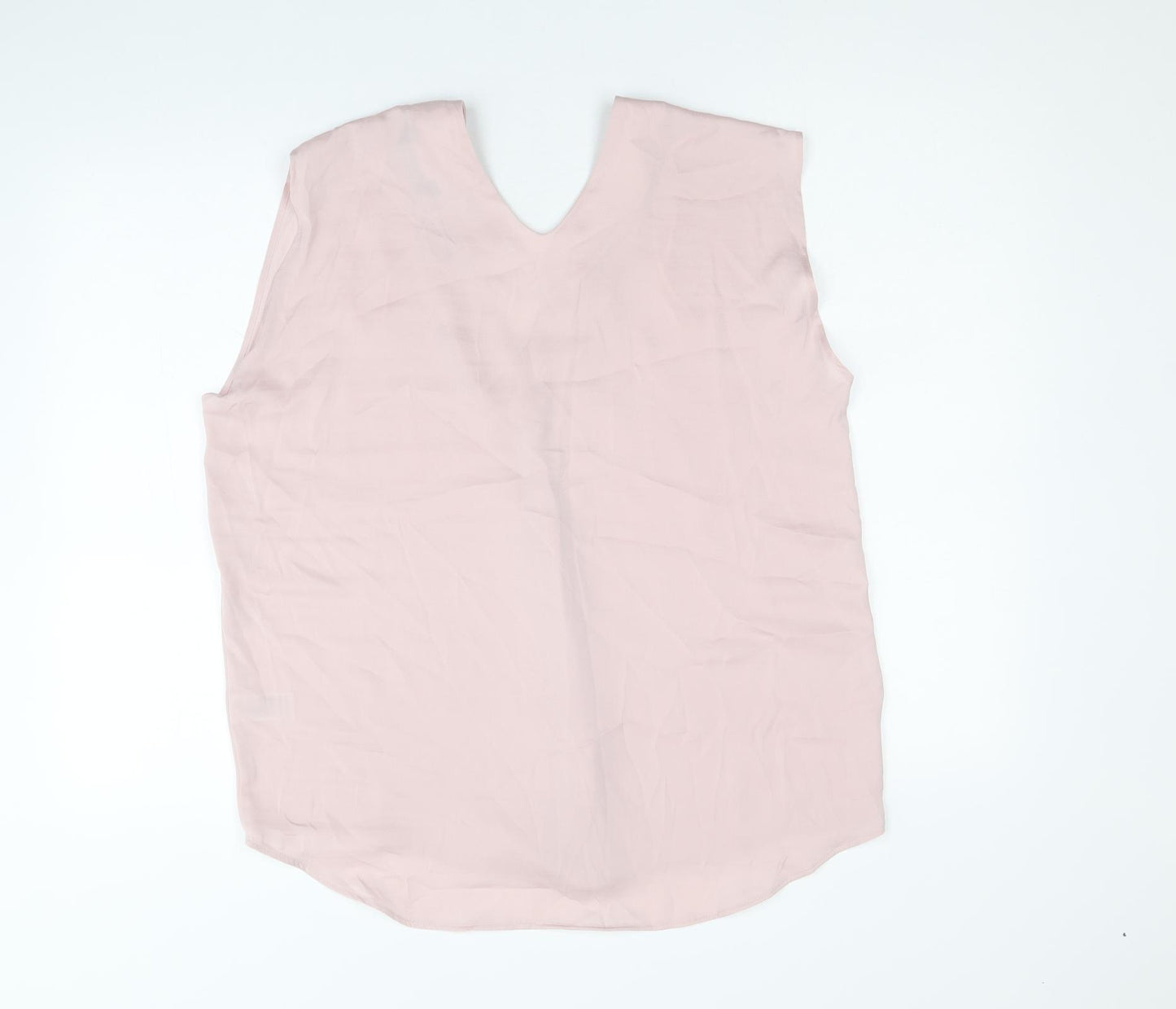 Marks and Spencer Womens Pink Polyester Basic Blouse Size 14 V-Neck
