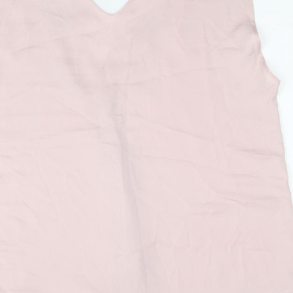 Marks and Spencer Womens Pink Polyester Basic Blouse Size 14 V-Neck