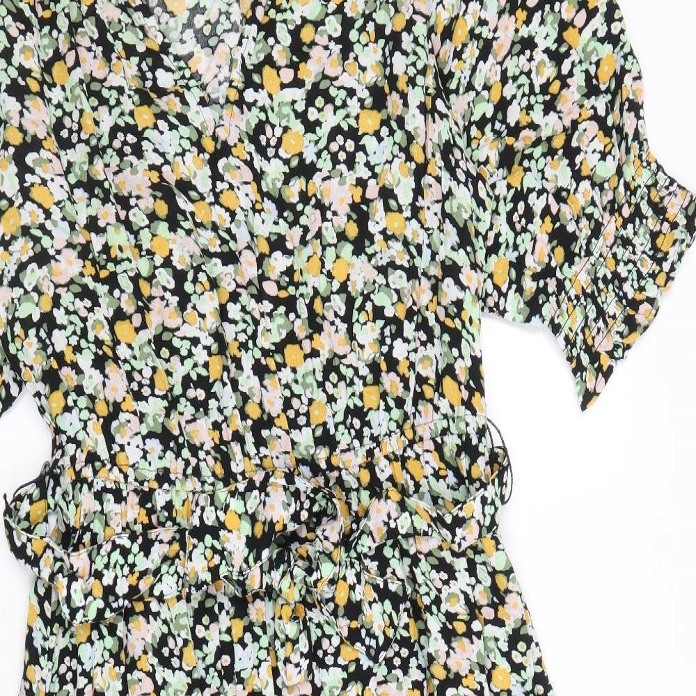 Marks and Spencer Womens Multicoloured Floral Viscose A-Line Size 10 V-Neck Pullover