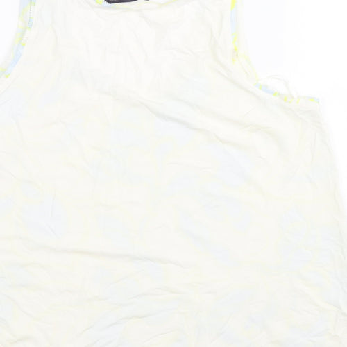 Marks and Spencer Womens White Geometric Polyester Basic Tank Size 10 Scoop Neck