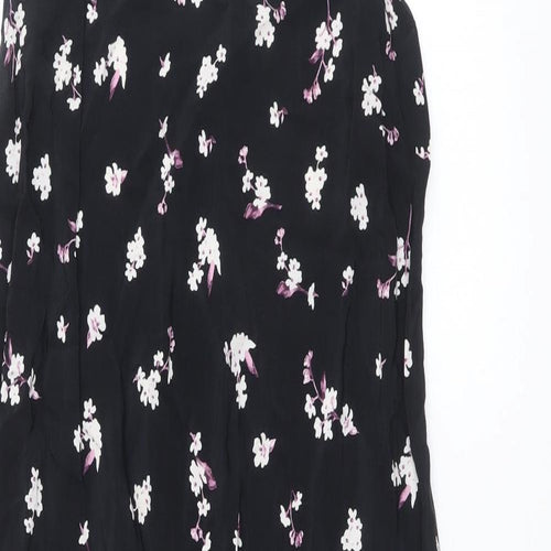 ASOS Womens Black Floral Viscose Slip Dress Size 10 V-Neck Pullover