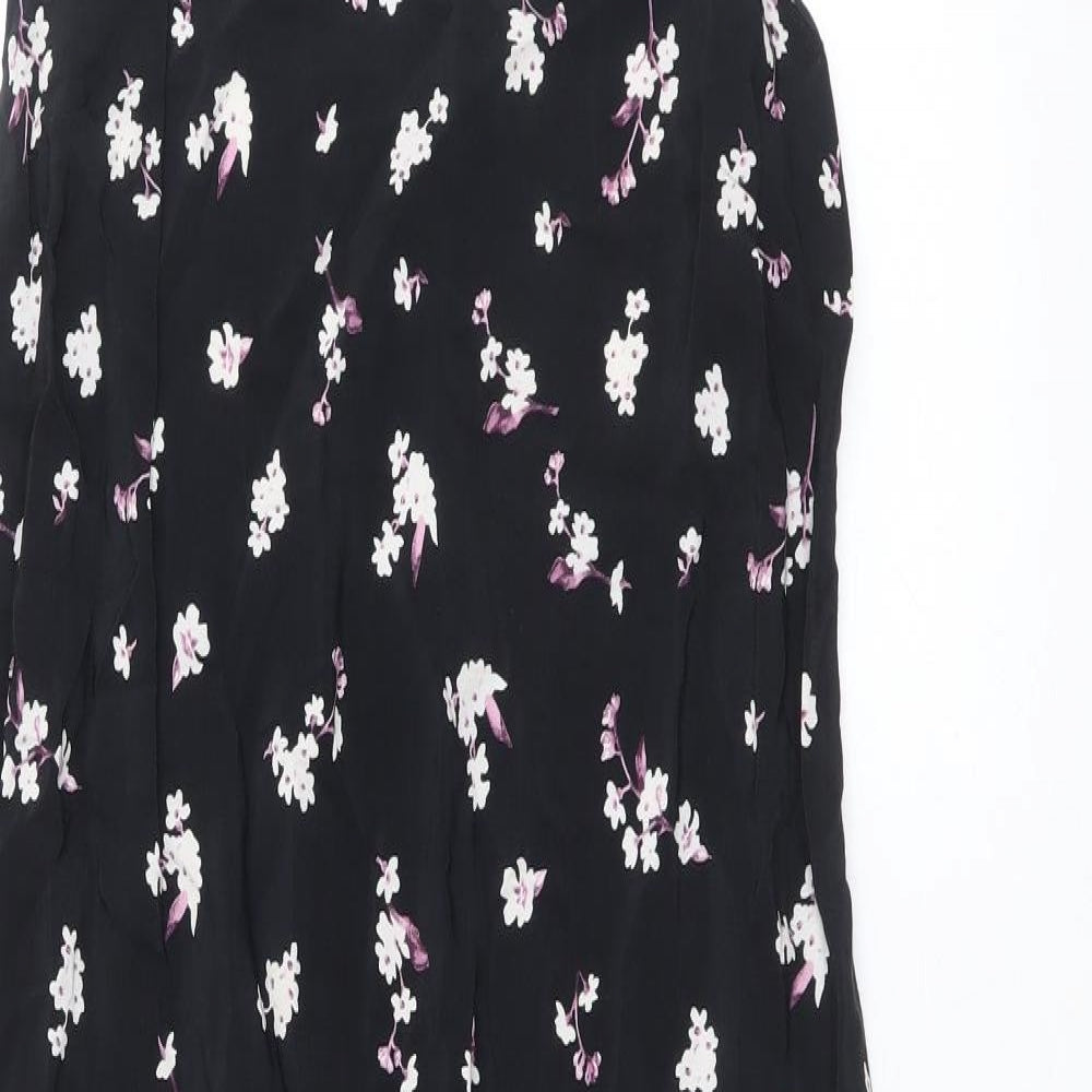 ASOS Womens Black Floral Viscose Slip Dress Size 10 V-Neck Pullover