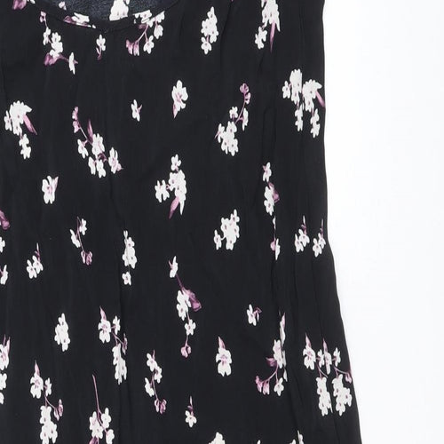 ASOS Womens Black Floral Viscose Slip Dress Size 10 V-Neck Pullover
