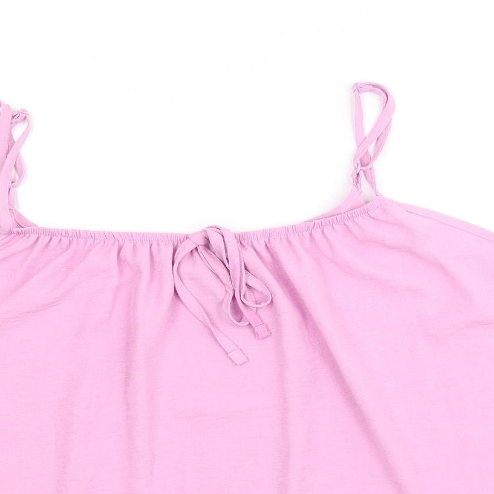George Womens Pink Polyester Basic Tank Size 18 Round Neck