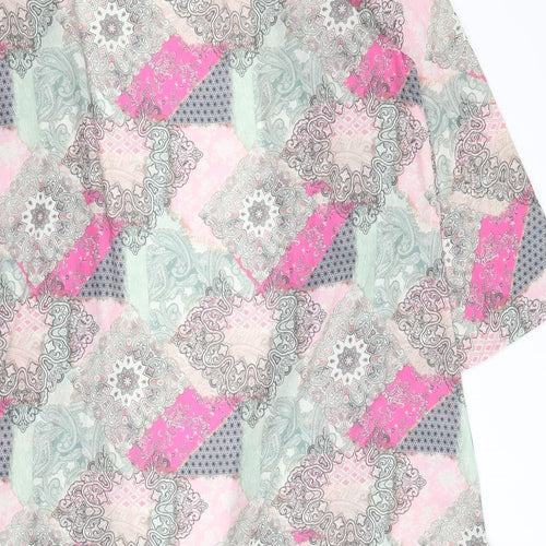 Evans Womens Multicoloured Geometric Polyester Kimono Blouse Size 14 V-Neck - Size 14-16